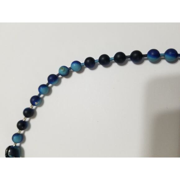 Fourteen inch blue ball bead necklace b99 - Picture 4 of 6